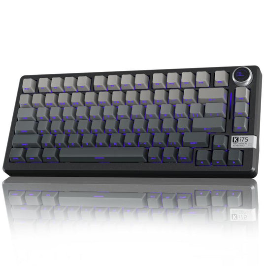SOLAKAKA Ki75 Tri-mode RGB Side-Legend Wireless Mechanical Keyboard, Type:Seiya Switch(Gradient Gray)
