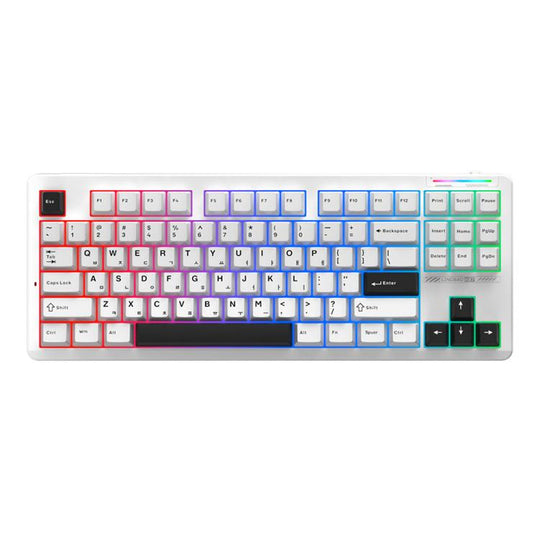 LINGBAO K87 Tri-Mode Hot Swap Mechanical Keyboard, Type:Black White-Gray Wood Axis