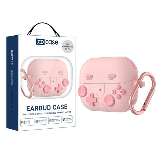 For Samsung Galaxy Buds3 / 3 Pro / 3 FE XDcase Retro Game Console Style Silicone Earbuds Case(Pink)