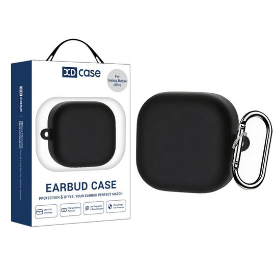 For Samsung Galaxy Buds4 / 4 Pro XDcase Solid Color Liquid Silicone Earbuds Case with Hook(Dark Grey)