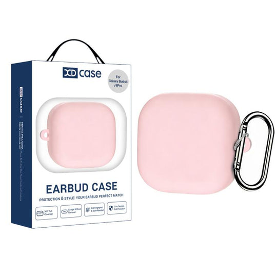 For Samsung Galaxy Buds4 / 4 Pro XDcase Solid Color Liquid Silicone Earbuds Case with Hook(Pink)