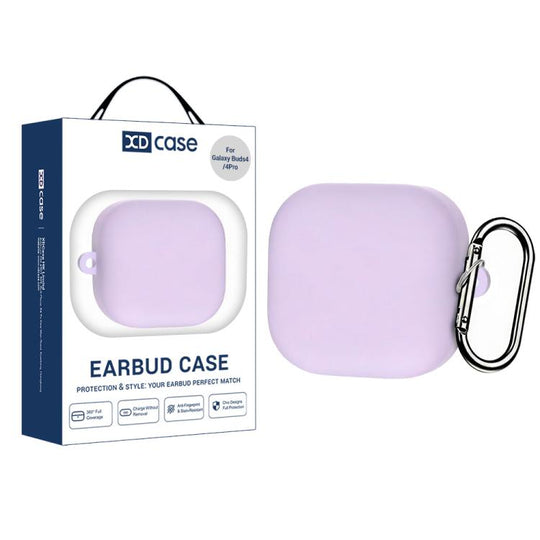 For Samsung Galaxy Buds4 / 4 Pro XDcase Solid Color Liquid Silicone Earbuds Case with Hook(Light Purple)