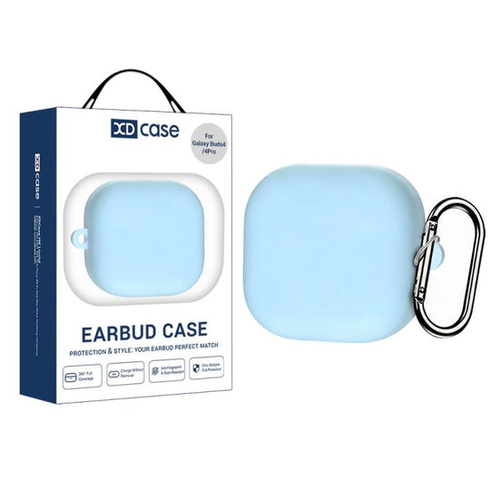 For Samsung Galaxy Buds4 / 4 Pro XDcase Solid Color Liquid Silicone Earbuds Case with Hook(Light Blue)