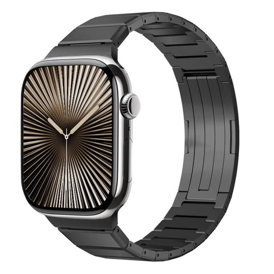 For Apple Watch 42mm / 41mm / 40mm / 38mm One Bead Folding Clasp Metal Titanium Alloy Watch Band(Black)