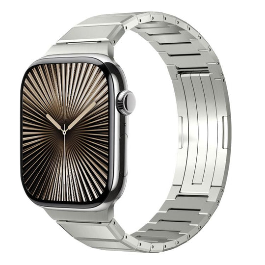 For Apple Watch 42mm / 41mm / 40mm / 38mm One Bead Folding Clasp Metal Titanium Alloy Watch Band(Titanium Color)