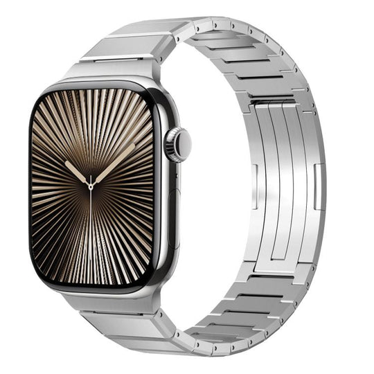 For Apple Watch 42mm / 41mm / 40mm / 38mm One Bead Folding Clasp Metal Titanium Alloy Watch Band(Silver)