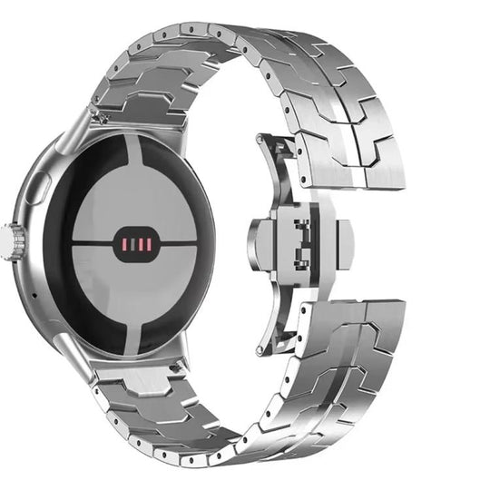 For Google Pixel Watch 5 / 4 / 3 45mm Iron Man Butterfly Buckle Aluminum Alloy Watch Band(Silver)