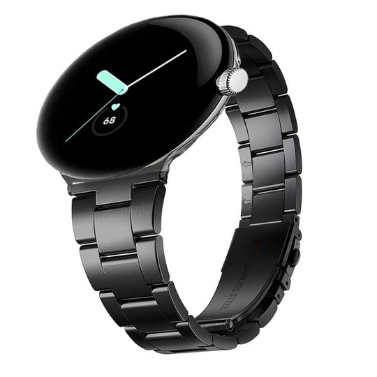 For Google Pixel Watch 5 / 4 / 3 / 2 / 1 41mm Slim Three Beads Stainless Steel Watch Band(Black)