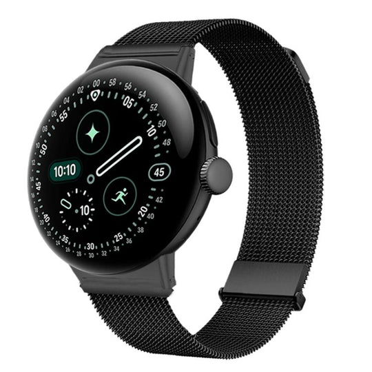 For Google Pixel Watch 5 / 4 / 3 / 2 / 1 41mm Loop Dual Magnetic Buckle Milanese Stainless Steel Watch Band(Black)