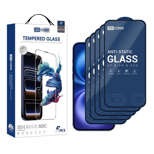For iPhone 16 XDcase 5pcs / Pack Silk Screen Printed HD Tempered Glass Film