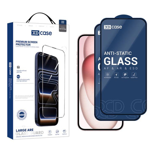 For iPhone 15 XDcase 2pcs / Pack Silk Screen Printed HD Tempered Glass Film