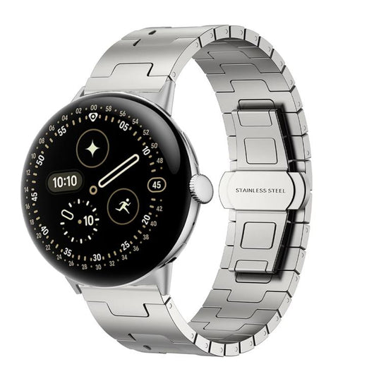 For Google Pixel Watch 5 / 4 / 3 45mm H-Shaped Butterfly Clasp Stainless Steel Watch Band(Titanium)