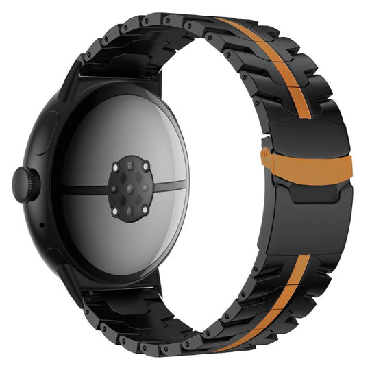 For Google Pixel Watch 5 / 4 / 3 45mm Split Design Iron Man Safety Buckle Titanium Alloy Watch Band(Black Orange)