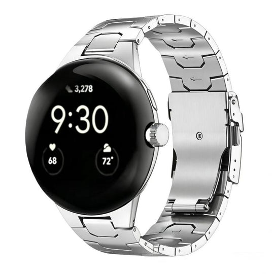 For Google Pixel Watch 5 / 4 / 3 45mm Integrated Iron Man Safety Buckle Titanium Alloy Watch Band(Silver)
