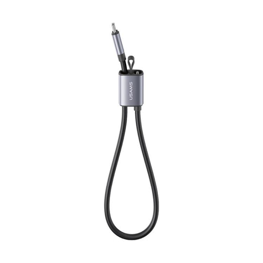 USAMS SJ784 U97 60W USB-C / Type-C to USB-C / Type-C Lanyard Fast Charging Data Cable, Length:30cm(Metal Gray)