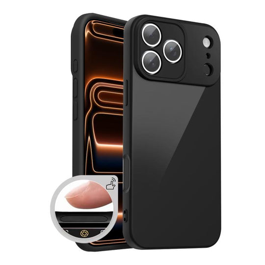 For iPhone 17 Pro XDcase AI Button Integrated Full Coverage Imitation Silicone Phone Case(Black)