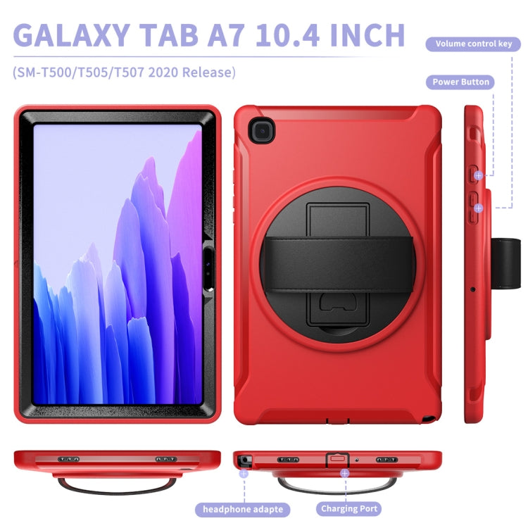For Samsung Galaxy Tab A7 10.4 (2020) 360 Degree Rotation PC + TPU Protective Case with Holder & Hand Strap(Red) - Other Galaxy Tab PC by buy2fix | Online Shopping UK | buy2fix