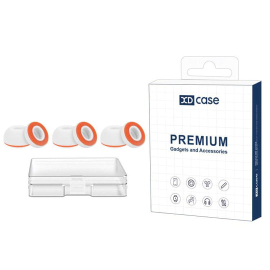 For AirPods Pro 1 / 2 XDcase 3 Pairs Replacement Silicone Sponge Ear Tips, L Size(White Orange)