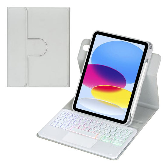 For iPad 2025 / 2022 360-degree Rotation Backlight Bluetooth Keyboard Leather Tablet Case with Touchpad(Grey)