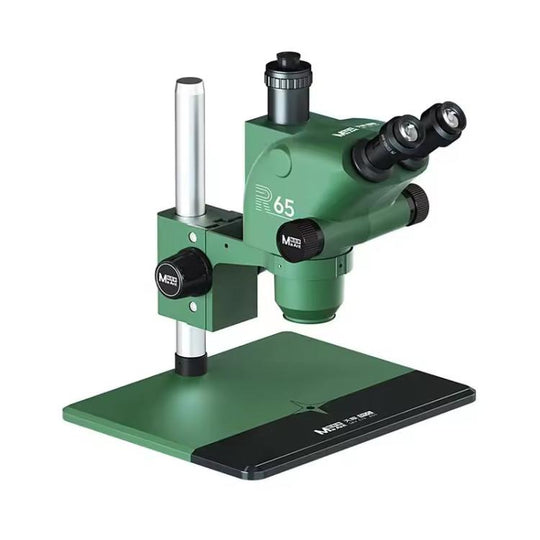MaAnt R65 Sky Eye 6.5-65X Synchronous Zoom Trinocular Stereo Microscope with Aluminum Alloy Base(Green)