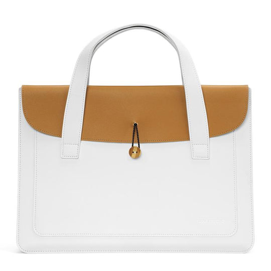 DUX DUCIS AURA Series Vegan Leather Laptop Handbag For 13-14 inch(Beige + Khaki)