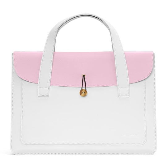 DUX DUCIS AURA Series Vegan Leather Laptop Handbag For 15-16 inch(Beige + Pink)