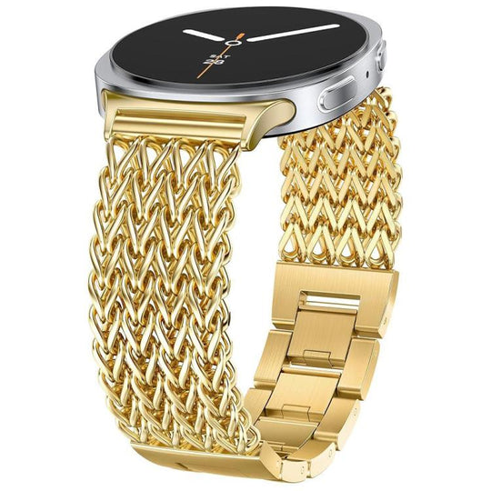 For Galaxy Watch9 / 8 / 8 Classic xDfind Herringbone Braided Stainless Steel Watch Band(Gold)
