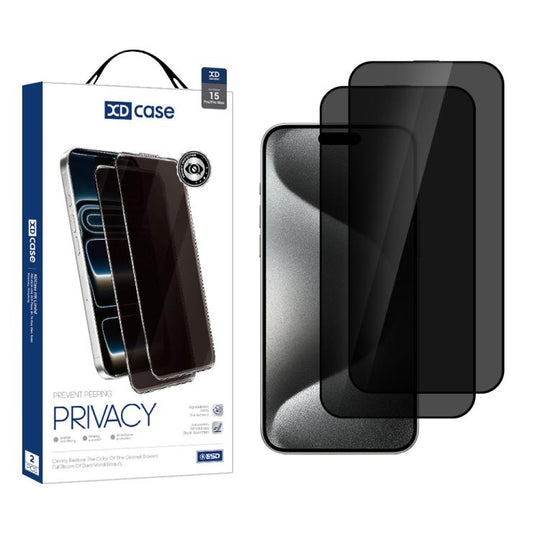 For iPhone 15 Pro Max XDcase 2pcs / Pack Silk Screen Printed Anti-Peep Tempered Glass Screen Protector
