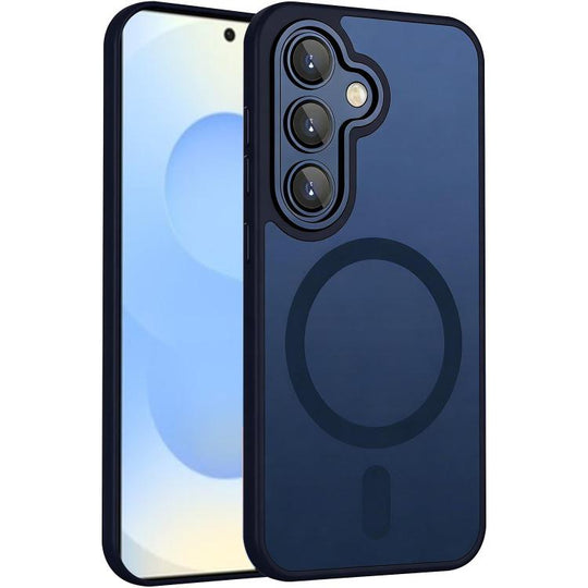For Samsung Galaxy S26 5G XDcase Skin Feel Magnetic Frosted Phone Case with Lens Film(Dark Blue)