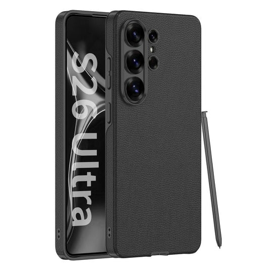 For Samsung Galaxy S26 Ultra 5G GKK Curved Vegan Leather Full Coverage Phone Case(Black)