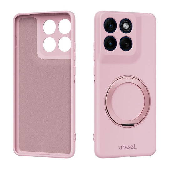 For Motorola Edge 70 5G ABEEL Skin-friendly Feel Magnetic Liquid Silicone Phone Case with Holder(Pink)