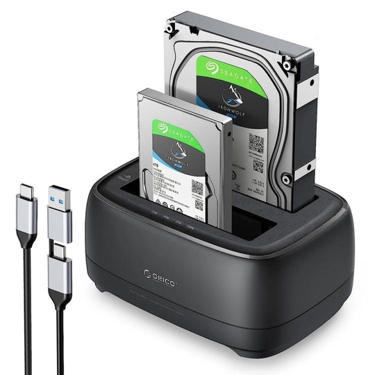 ORICO DD28C3-C 2.5 / 3.5 inch HDD / SSD Type-C to SATA 2 Bay Drive Docking Station, UK Plug(Black)