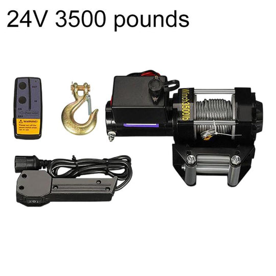24V 3500 Lbs Manual Operation Wireless Remote Control Dual Use Car Electric Winch