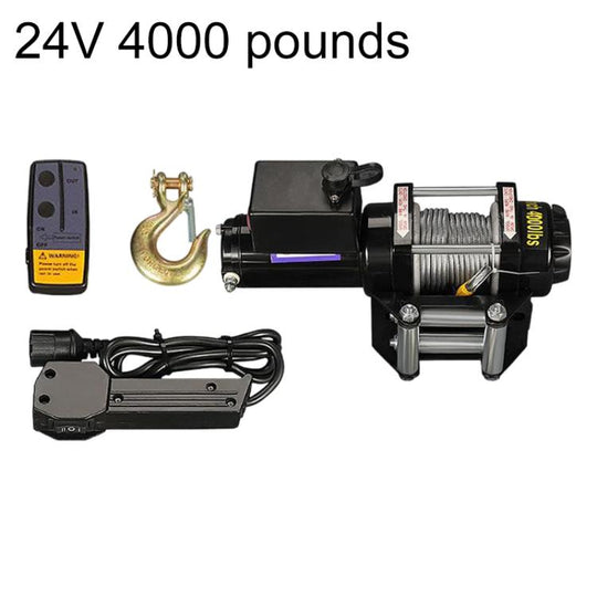 24V 4000 Lbs Manual Operation Wireless Remote Control Dual Use Car Electric Winch