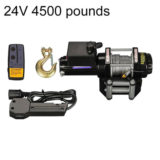 24V 4500 Lbs Manual Operation Wireless Remote Control Dual Use Car Electric Winch
