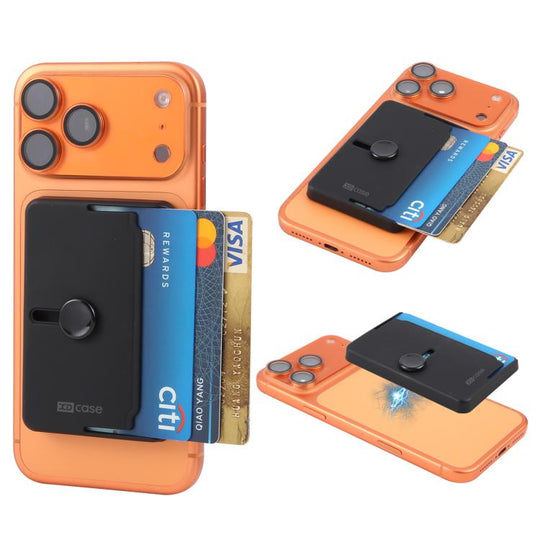 XDcase Side-Push Magnetic 3-Card Holder For iPhone / Galaxy & More(Black)