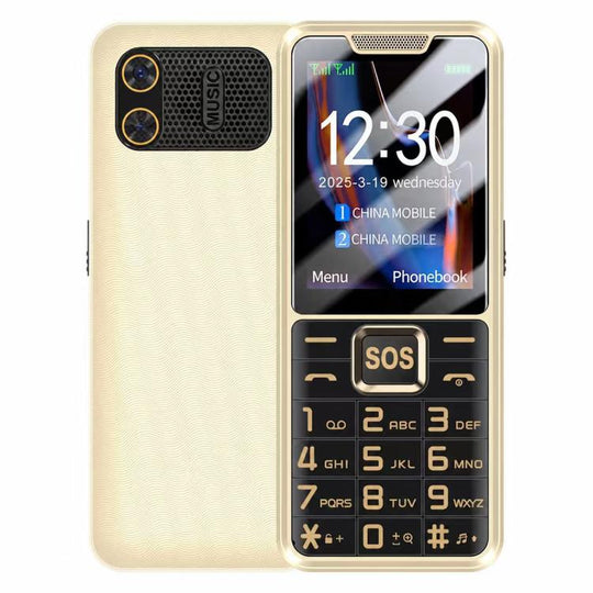 YEEMI K3+ 4G Keypad Phone, 2.4 inch, LED Flashlight, Big Keyboard Big Fonts, SOS, Network: 4G, Dual SIM(Gold)