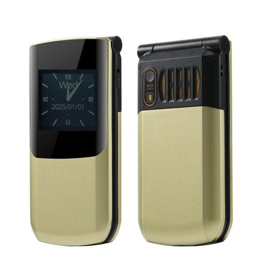 S7 4G Flip Keypad Phone, 2.4 inch + 1.44 inch, 4800mAh Battery, LED Flashlight, SOS, Network: 4G, Dual SIM(Gold)