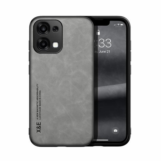 For OPPO A6 5G / A6 Pro 4G / 5G Global Skin Feel Magnetic Leather Back Phone Case(Light Grey)