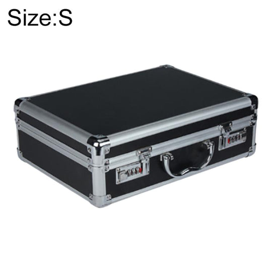 Aluminum Alloy Portable Key Lock Instrument Storage Box, Size:S(Black)