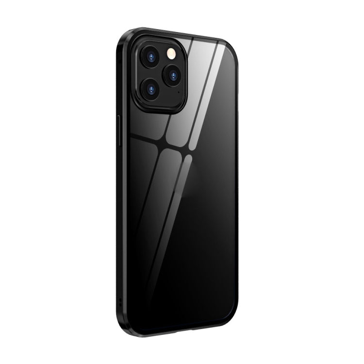 For iPhone 12 Pro Max Double Sides Tempered Glass Magnetic Adsorption Metal Frame Anti-peep Screen Case(Black) by buy2fix