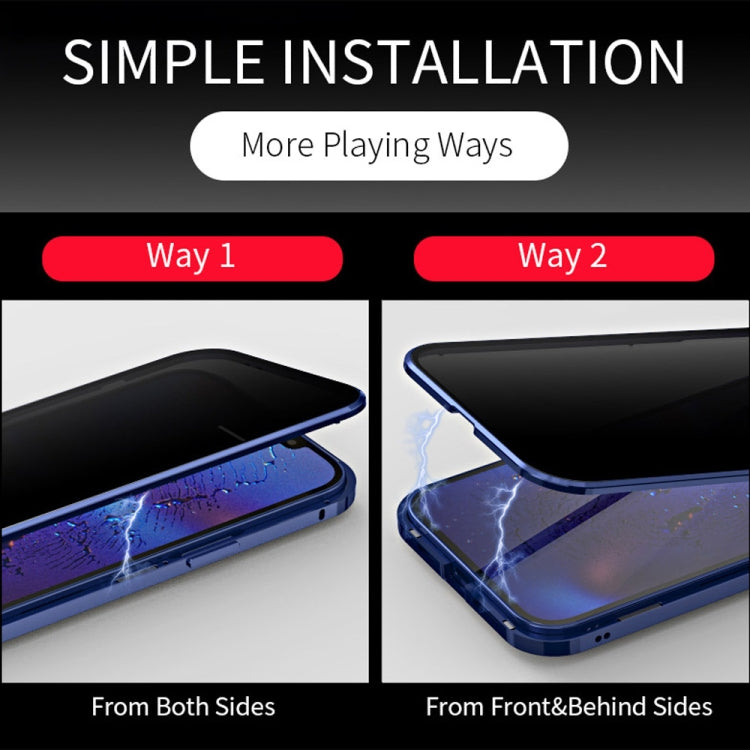 For iPhone 12 Pro Max Double Sides Tempered Glass Magnetic Adsorption Metal Frame Anti-peep Screen Case(Red) by buy2fix