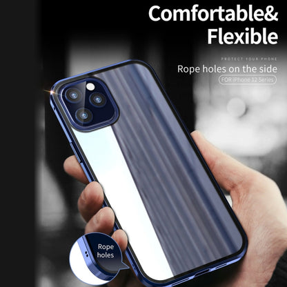For iPhone 12 / 12 Pro Double Sides Tempered Glass Magnetic Adsorption Metal Frame Anti-peep Screen Case(Silver) by buy2fix