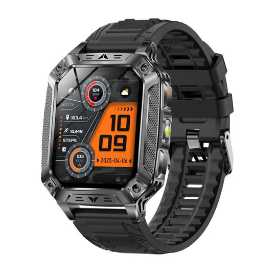 QS86 2.01-inch Smart Watch, Support BT Call, Heart Rate, Blood Oxygen(Space Gray Black Silicone Band)