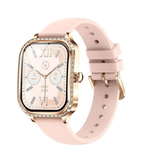 QS01 1.75-inch Smart Watch, Support Heart Rate, Blood Pressure, Blood Oxygen(Gold Silicone Strap)