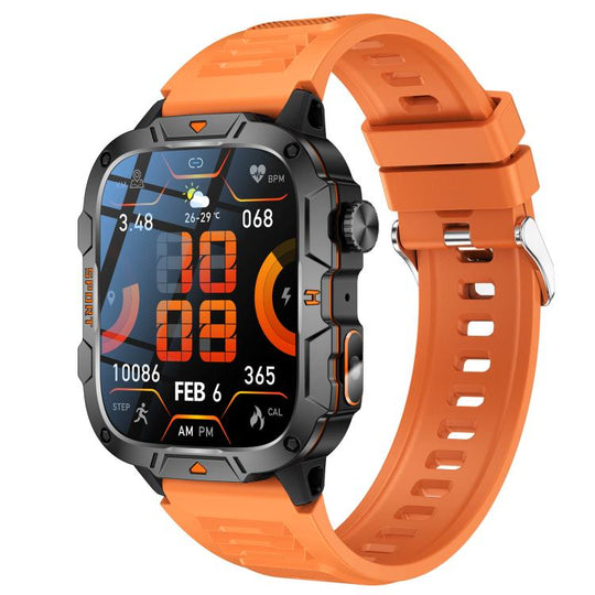QX12 1.96-inch IPS Display Outdoor Sports IP68 Smart Watch with Flashlight(Orange)
