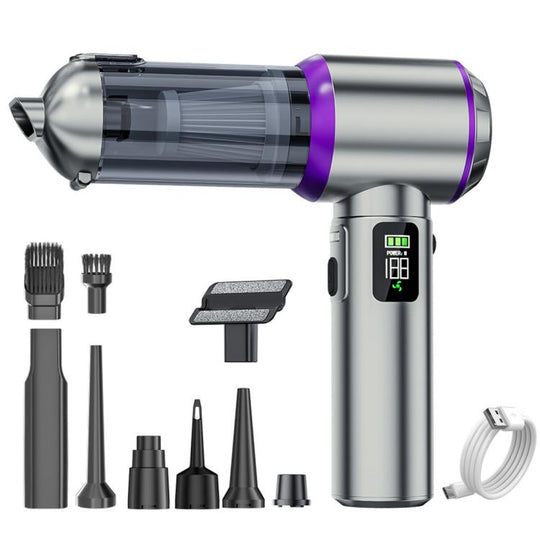 SUITU Digital Display Car Cordless High Power Brushless Vacuum Cleaner, Style:One Touch Dustbin Emptying(Silver Purple)