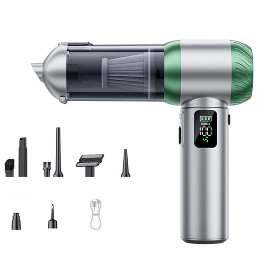 SUITU Handheld Blow Suction Combo LED Display Brushless Vacuum Cleaner, Long Dust Collection Bin(Silver Green)