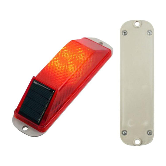 Solar Powered Nighttime LED Flashing Warning Light, Type:Screw(Red)