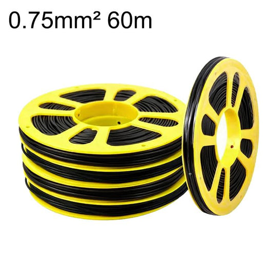 60m Car Pure Copper Core Insulated Electrical Cable, Type:0.75 Square(Black)